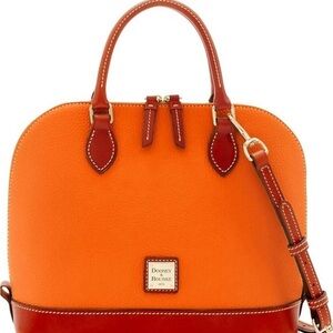 Dooney & Bourke Vibrant Orange Pebble Grain Zip Zip Satchel with wallet
